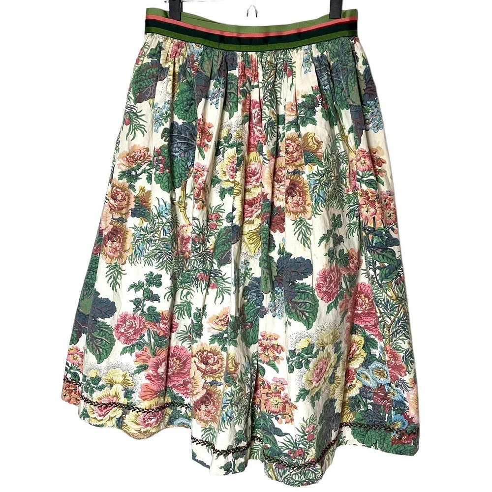 Vintage 50s Ribbon Belt Circle Skirt Lisieres Fleuries Paul Dumas Floral Large‎